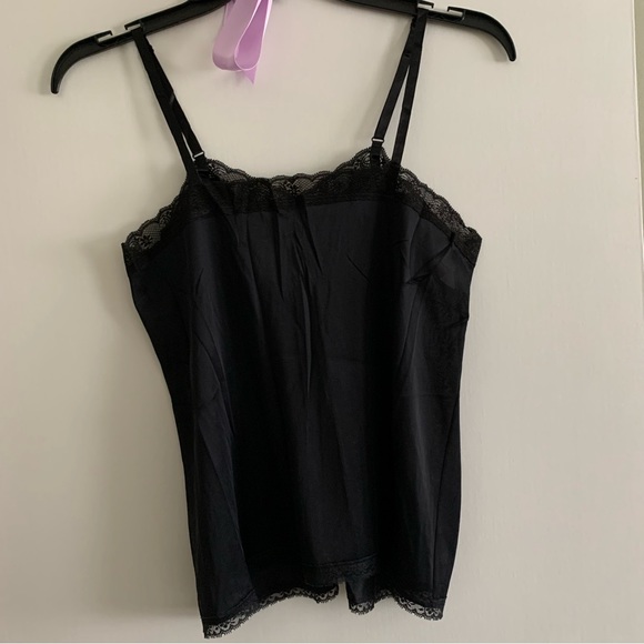 Slip Tank Top Cami ~Vintage ~ Lingerie ~ Black ~Size 34 ~Silky, Bit of Lace - Picture 4 of 6